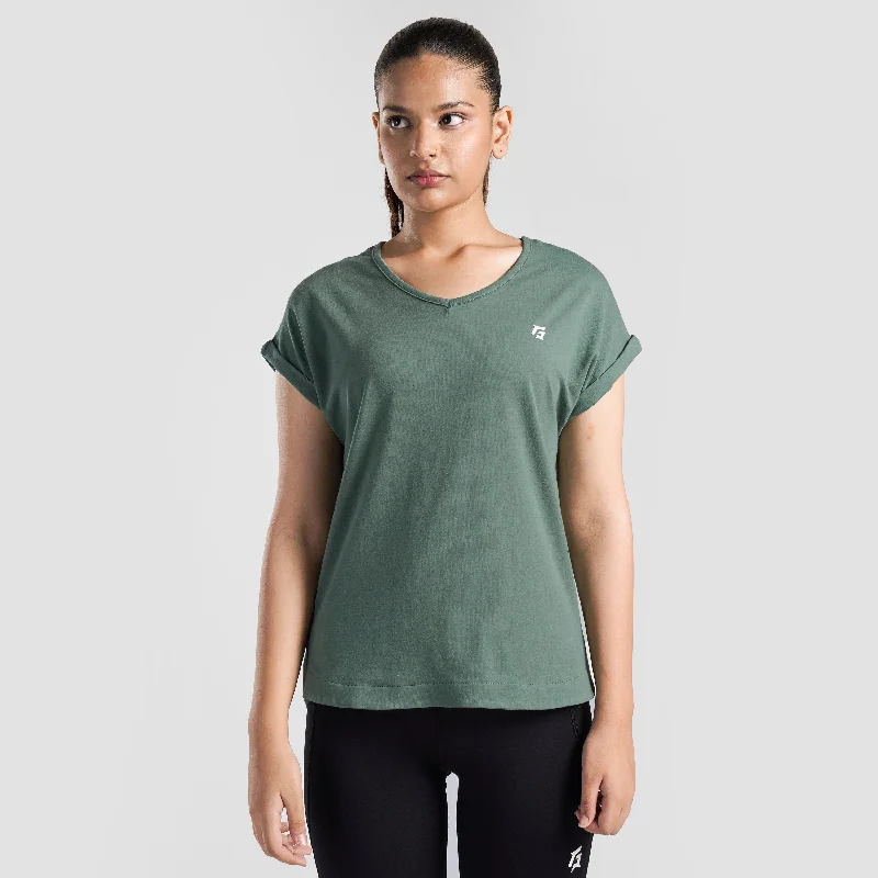 Lift Her Tee (Green) Mesh Blend Leather Blend Suede Blend