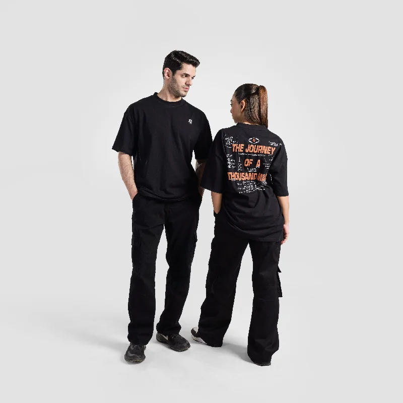 Miles Tee (Black) Basic T-Shirt Crew Neck Short Sleeve