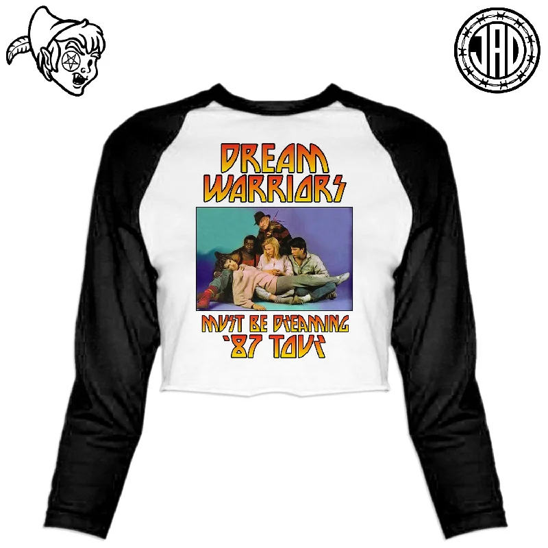 Must Be Dreaming 1987 Tour - Women's Cropped Baseball Tee Silk Blend Satin Velvet