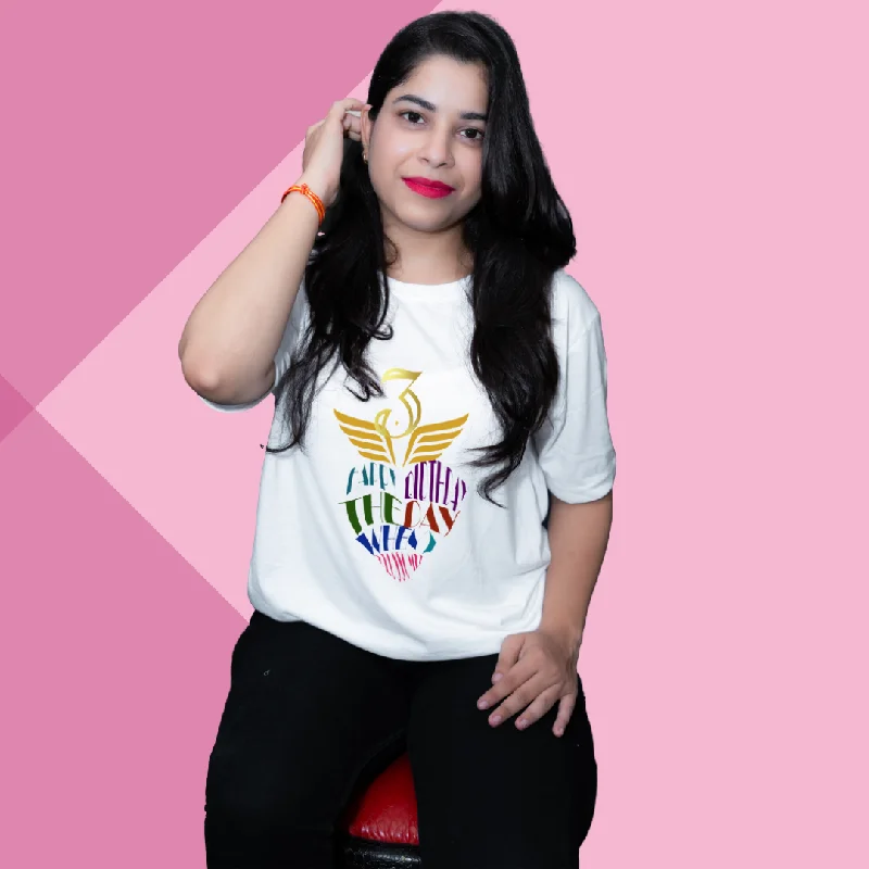 "Add Some Style to Your Wardrobe with Our 'Numeral 3' Printed Women's White T-Shirt" Anti-Shrink Durable Soft "Add Some Style to Your Wardrobe with Our 'Numeral 3' Printed Women's White T-Shirt" Anti-Shrink Durable Soft