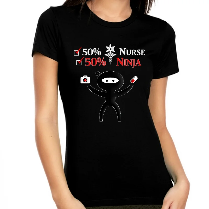Funny Nurse Gifts for Women Nurse Shirts for Women Best Nursing Student Gifts Ninja Nurse Shirt Handmade Hand-knitted Hand-woven