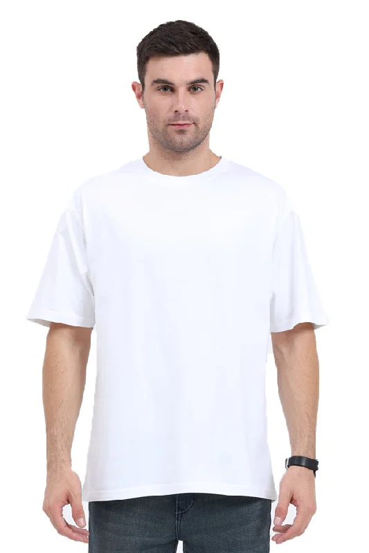 Plain Oversized T-shirt - 100% Cotton Graphic T-Shirt Round Neck Polyester