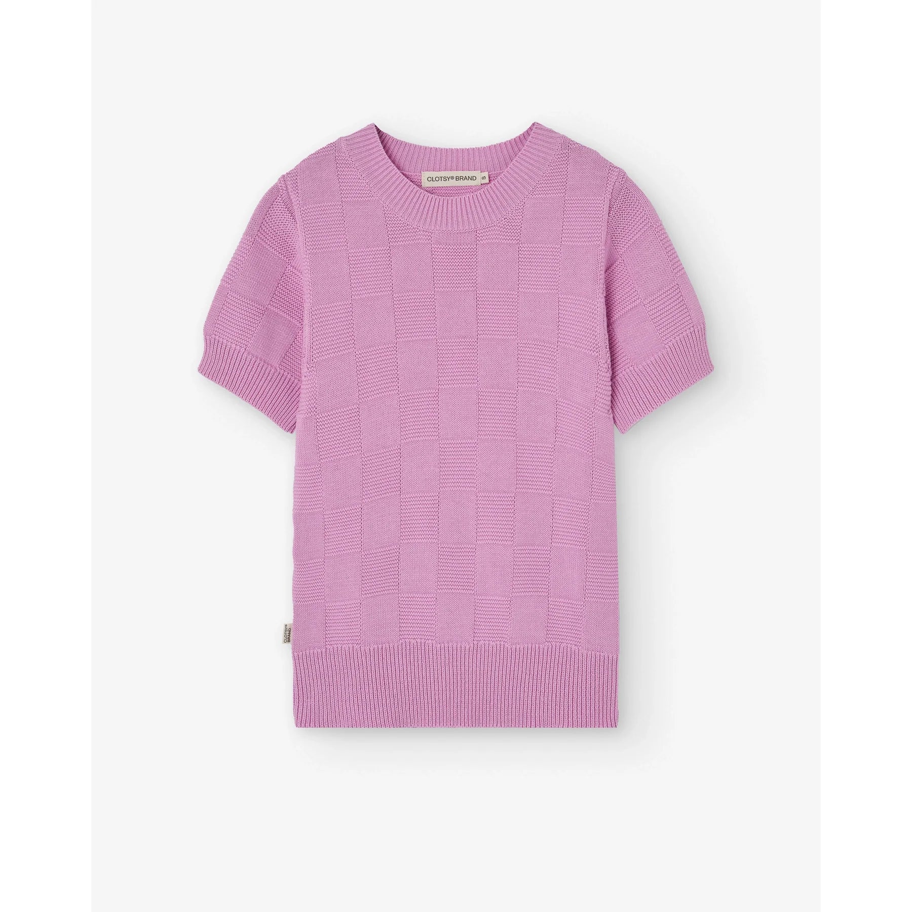 Pool Knitted T-Shirt Pink Notch Collar Peter Pan Collar Cowl Neck