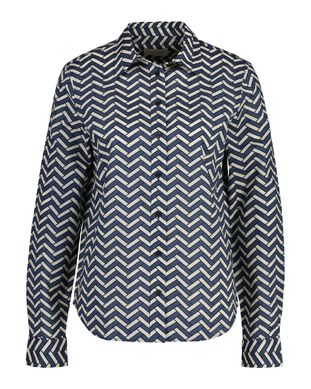Regular Fit Geometric Cotton Voile Shirt - Dusty Blue Sea Iron Safe Non-Iron Wrinkle Free Regular Fit Geometric Cotton Voile Shirt - Dusty Blue Sea Iron Safe Non-Iron Wrinkle Free
