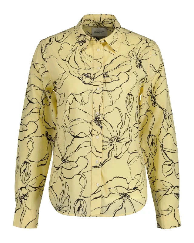 Regular Fit Line Drawing Cotton Voile Shirt - Dusty Light Yellow Collared Crew Neck Turtle Neck Regular Fit Line Drawing Cotton Voile Shirt - Dusty Light Yellow Collared Crew Neck Turtle Neck