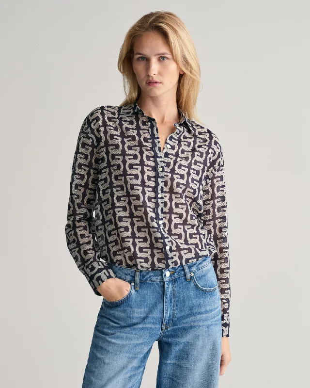 Relaxed Fit G Patterned Cotton Silk Shirt - Evening Blue Houndstooth Herringbone Solid Relaxed Fit G Patterned Cotton Silk Shirt - Evening Blue Houndstooth Herringbone Solid