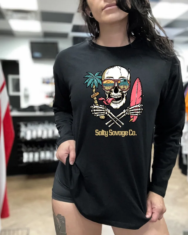 Salty Savage Ladies “Double Fisting Skull” Oversized Long Sleeve Boyfriend Tee Rayon Fabric Velvet Fabric Corduroy Fabric Salty Savage Ladies “Double Fisting Skull” Oversized Long Sleeve Boyfriend Tee Rayon Fabric Velvet Fabric Corduroy Fabric