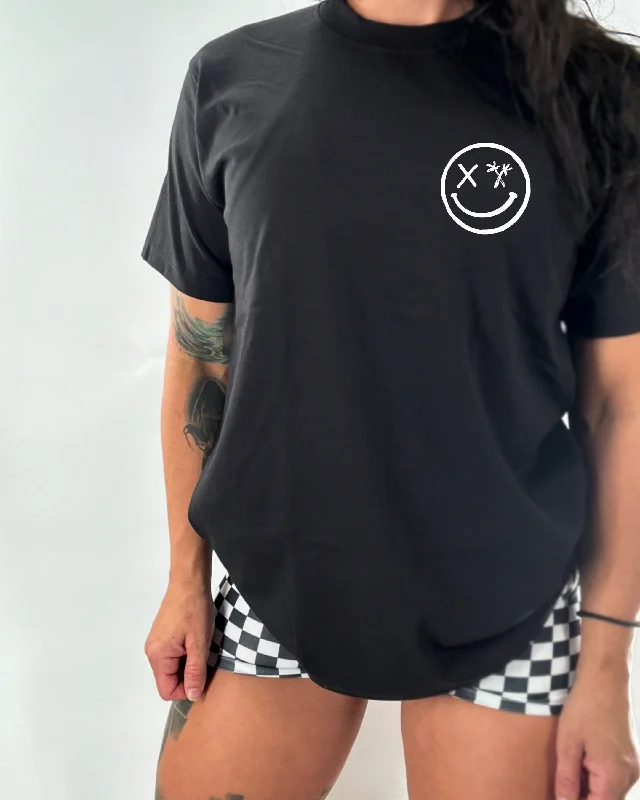 Salty Savage Ladies “Spliced Smile” Oversized Boyfriend Tee | Basic Knit Fabric Woven Fabric Fleece Fabric Salty Savage Ladies “Spliced Smile” Oversized Boyfriend Tee | Basic Knit Fabric Woven Fabric Fleece Fabric