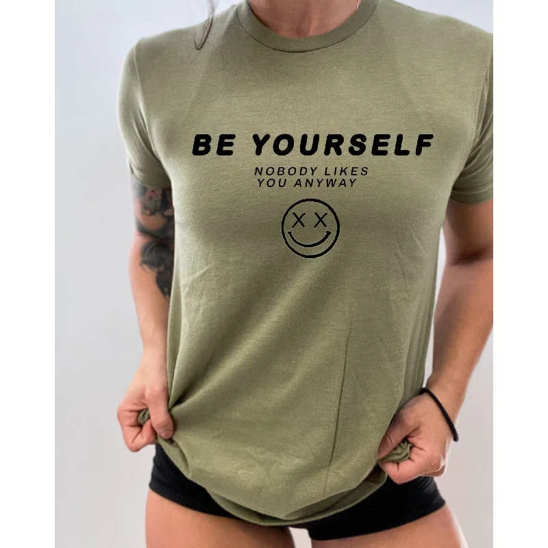 Salty Savage Unisex “BE YOURSELF” Tee Zippered Buttoned Snapped