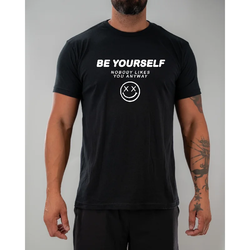Salty Savage Unisex “BE YOURSELF NOBODY LIKES YOU ANYWAY” Tee Hooded Caped Shawl Collar Salty Savage Unisex “BE YOURSELF NOBODY LIKES YOU ANYWAY” Tee Hooded Caped Shawl Collar
