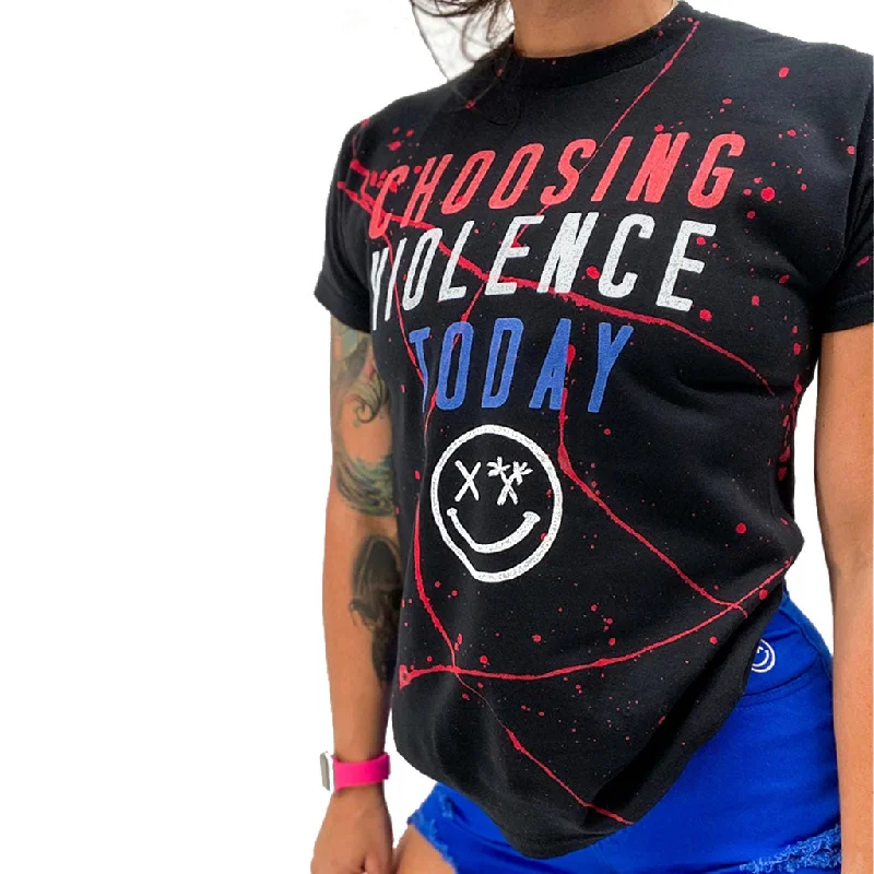 Salty Savage Unisex “CHOOSING VIOLENCE TODAY” Paint Splatter Tee | USA Edition Cotton Fabric Linen Fabric Terry Fabric Salty Savage Unisex “CHOOSING VIOLENCE TODAY” Paint Splatter Tee | USA Edition Cotton Fabric Linen Fabric Terry Fabric