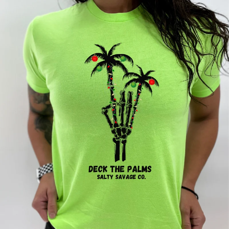 Salty Savage Unisex "DECK THE PALMS" Tee Ribbed Striped Patterned