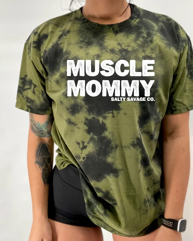 Salty Savage Unisex “MUSCLE MOMMY” Oversized Tie Dye Crew Tee Satin Fabric Silk Fabric Chiffon Fabric Salty Savage Unisex “MUSCLE MOMMY” Oversized Tie Dye Crew Tee Satin Fabric Silk Fabric Chiffon Fabric