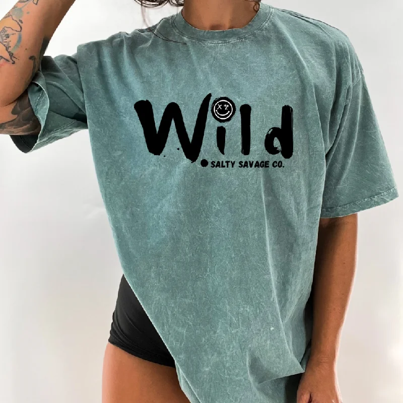 Salty Savage Unisex "Wild" Oversized Crew Tee Houndstooth Herringbone Solid