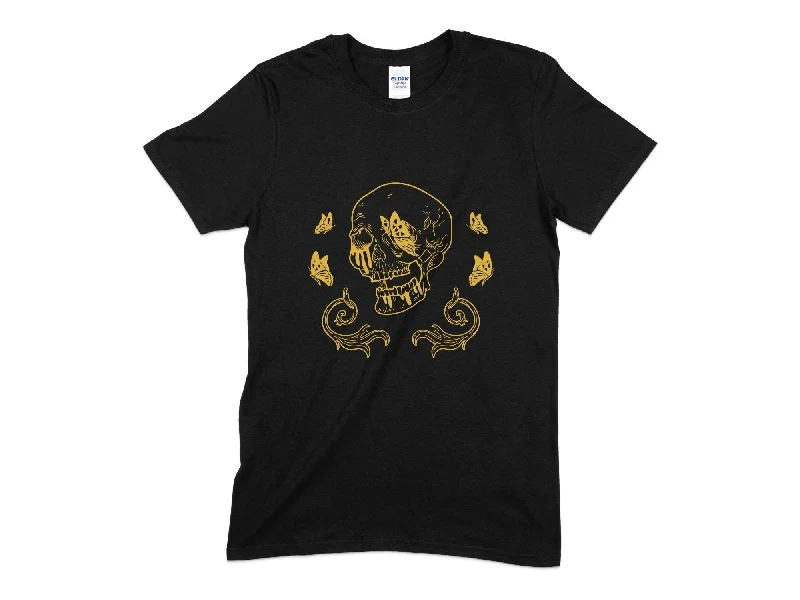 Skull Butterfly Unisex T-Shirt Lace Blend Ribbed Blend Corduroy Blend