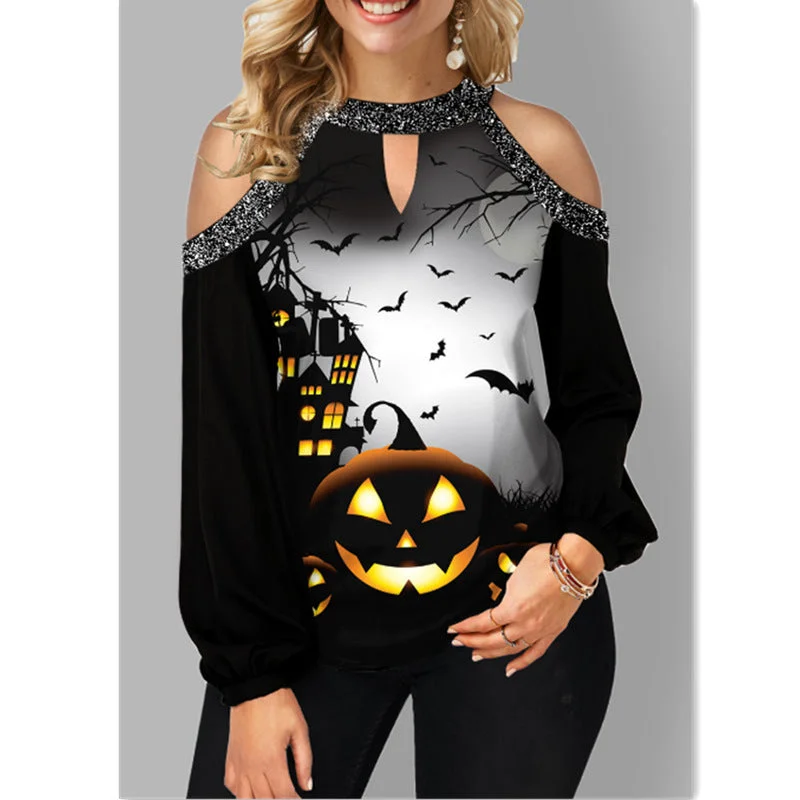 Spliced Sequin Round Neck Strapless Casual T-shirt Sequined Glittery Shiny