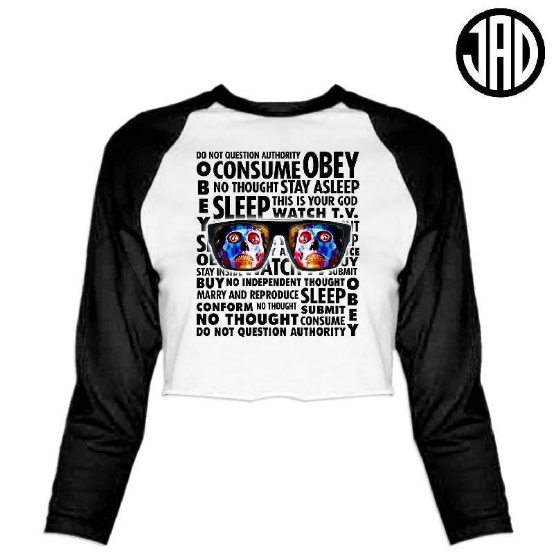 Stay Asleep - Women's Cropped Baseball Tee Machine Wash Dry Clean Hand Wash