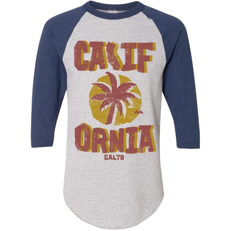Sunset California Love Baseball Tee Ribbed T-Shirt High Neck Heavyweight