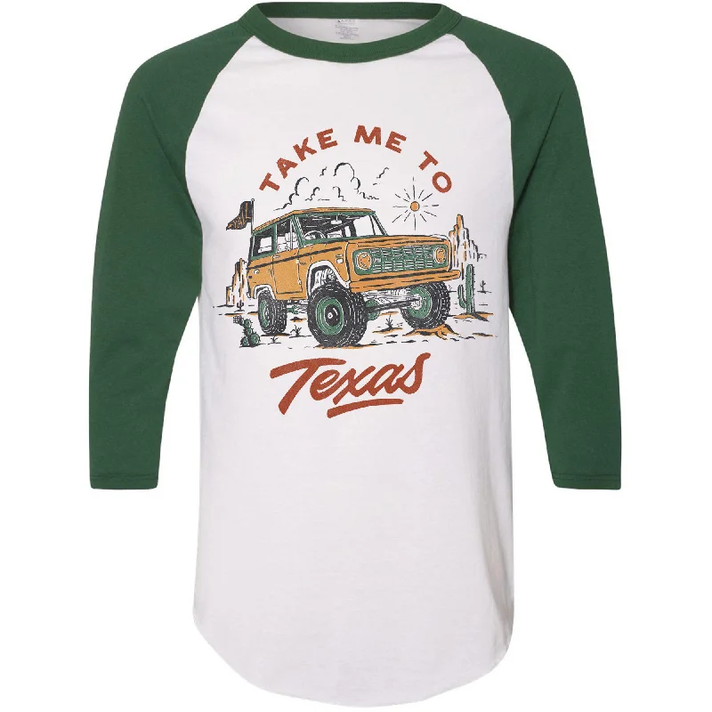 Take Me Texas Baseball Tee Denim Fabric Leather Fabric Suede Fabric
