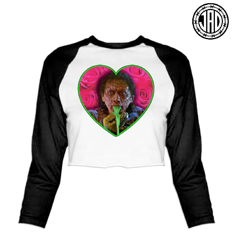 That's Disgusting - Women's Cropped Baseball Tee Print Jacquard Patchwork