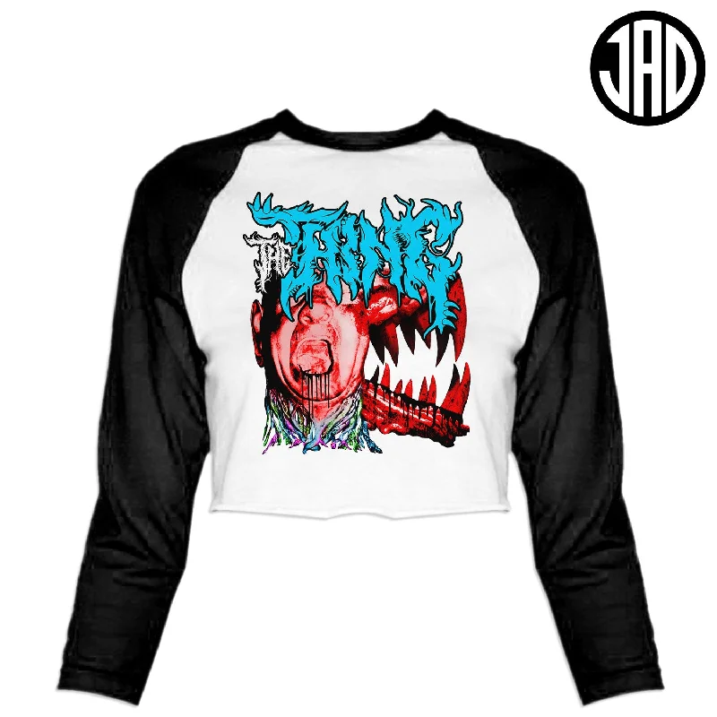 The Thing Metal - Women's Cropped Baseball Tee Layered Multi-layer Single Layer