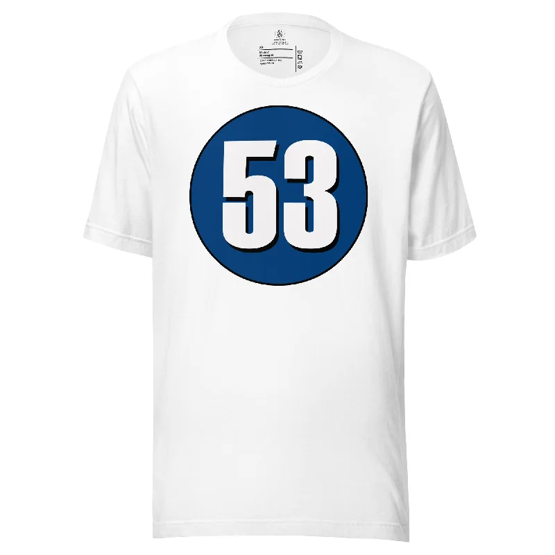 Unisex t-shirt: White on Navy Blue 53 Chenille Blend Fleece Blend Nylon Blend