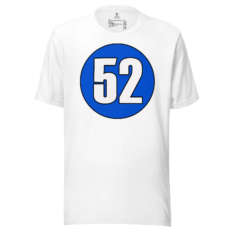 Unisex t-shirt: White on Periwinkle 52 Basic T-Shirt Crew Neck Short Sleeve