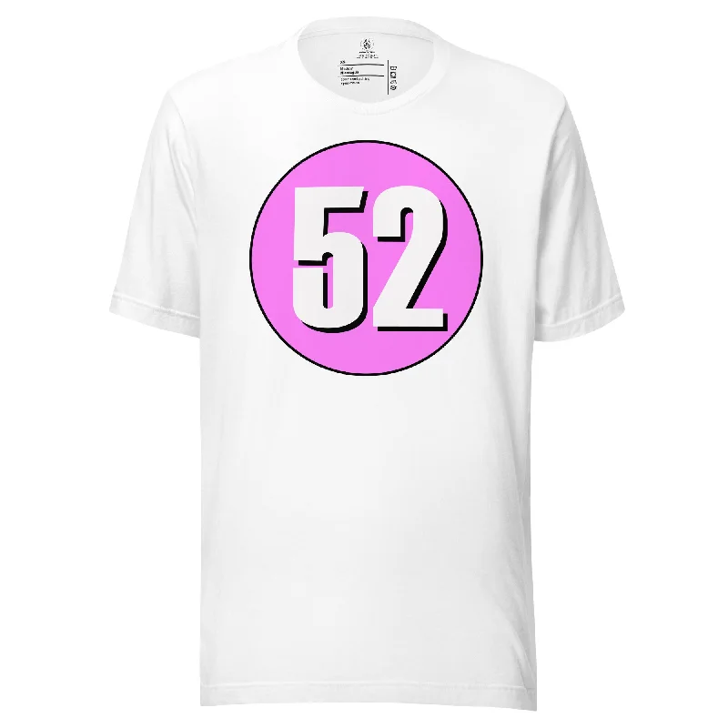 Unisex t-shirt: White on Pink 52 Machine Wash Dry Clean Hand Wash