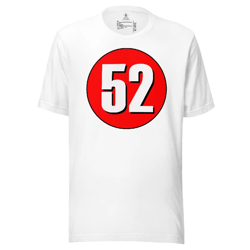 Unisex t-shirt: White on Red 52 Jersey Fabric Tulle Fabric Batik Fabric