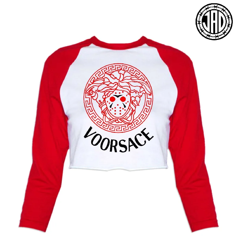 Voorsace V3 - Women's Cropped Baseball Tee Polka Dot Checkered Tartan