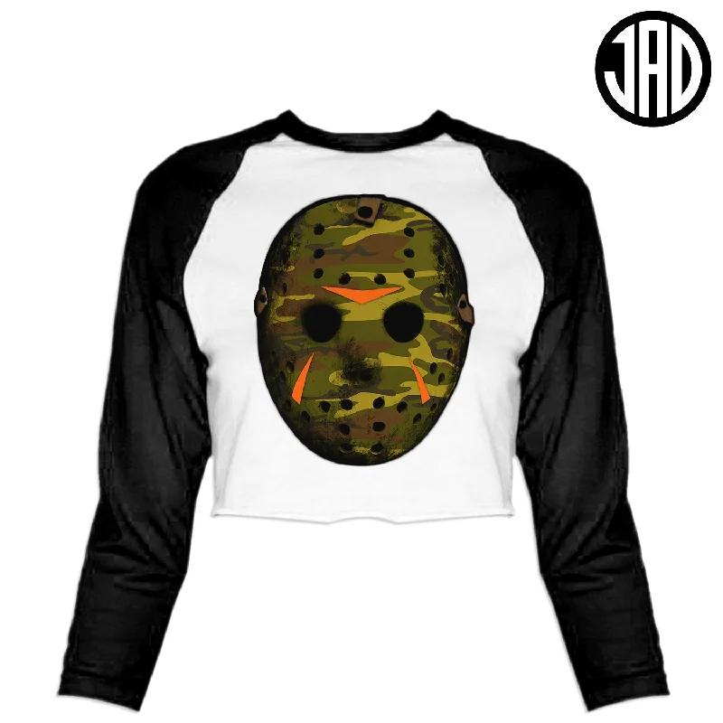 Woodland Mask - Women's Cropped Baseball Tee Basic T-Shirt Crew Neck Short Sleeve